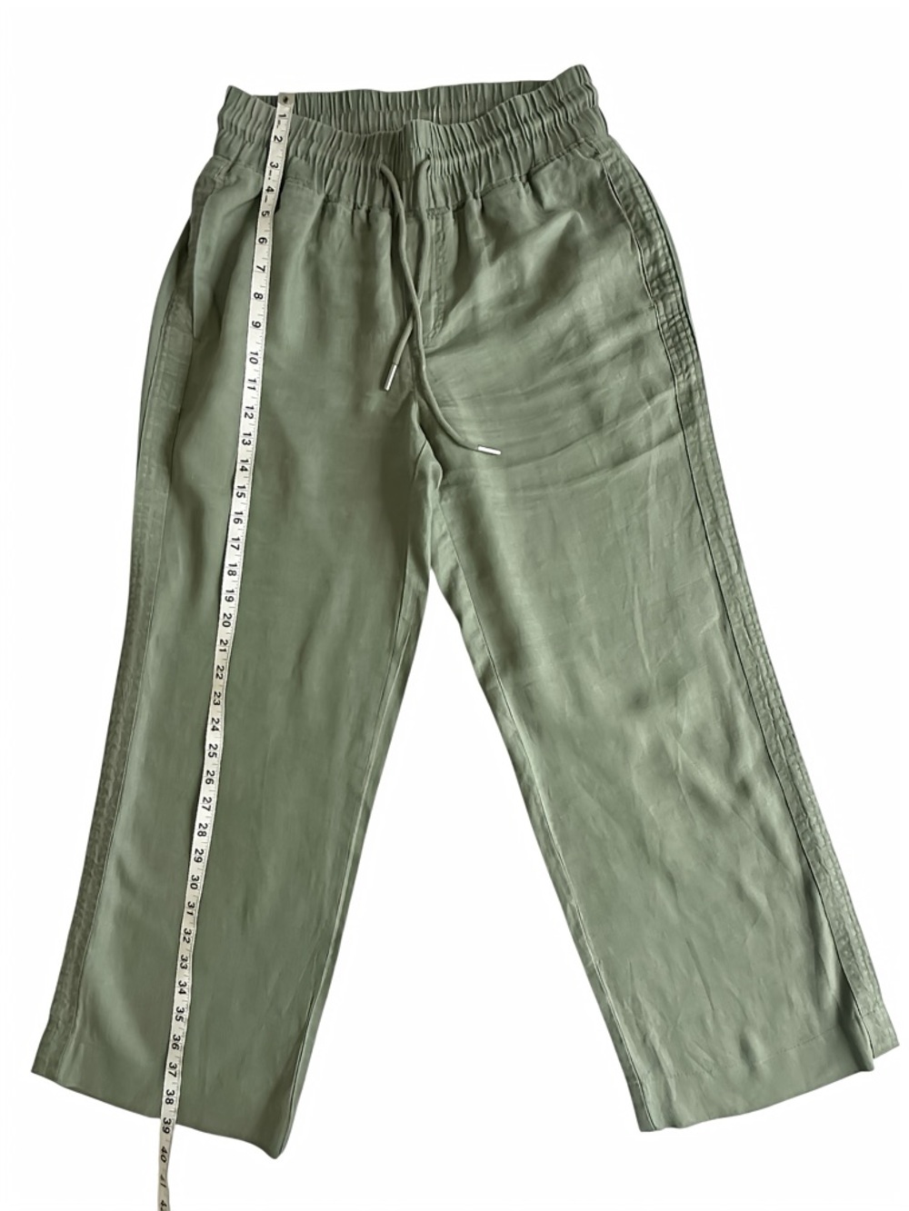 Quince 100% European Linen Pants Women S Sage Green Wide Leg Drawstring Pockets - Picture 7 of 7